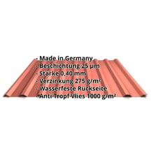 Trapezblech 20/1100 | Dach | Anti-Tropf 1000 g/m² | Sonderposten | Stahl 0,40 mm | 25 µm Polyester | 8004 - Kupferbraun #2