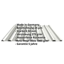 Trapezblech 20/1100 | Dach | Anti-Tropf 1000 g/m² | Stahl 0,50 mm | 25 µm Polyester | 9002 - Grauweiß #2