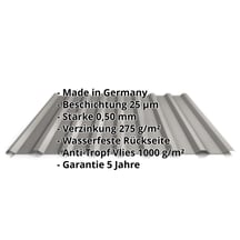 Trapezblech 20/1100 | Dach | Anti-Tropf 1000 g/m² | Stahl 0,50 mm | 25 µm Polyester | 9007 - Graualuminium #2