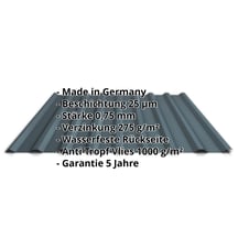 Trapezblech 20/1100 | Dach | Anti-Tropf 1000 g/m² | Stahl 0,75 mm | 25 µm Polyester | 7016 - Anthrazitgrau #2