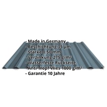 Trapezblech 20/1100 | Dach | Anti-Tropf 1000 g/m² | Stahl 0,50 mm | 35 µm Mattpolyester | 23 - Dunkelgrau #2