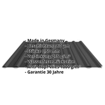 Trapezblech 20/1100 | Dach | Anti-Tropf 1000 g/m² | Stahl 0,50 mm | 80 µm Shimoco | 9005 - Tiefschwarz #2