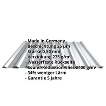 Trapezblech 20/1100 | Dach | Anti-Tropf 2400 g/m² | Stahl 0,50 mm | 25 µm Polyester | 9006 - Weißaluminium #2