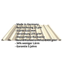 Trapezblech 20/1100 | Dach | Anti-Tropf 2400 g/m² | Stahl 0,63 mm | 25 µm Polyester | 1015 - Hellelfenbein #2