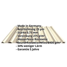 Trapezblech 20/1100 | Dach | Anti-Tropf 2400 g/m² | Stahl 0,75 mm | 25 µm Polyester | 1015 - Hellelfenbein #2