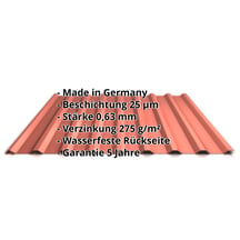 Trapezblech 20/1100 | Dach | Stahl 0,63 mm | 25 µm Polyester | 8004 - Kupferbraun #2