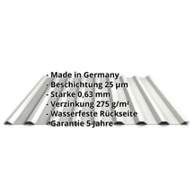 Trapezblech 20/1100 | Dach | Stahl 0,63 mm | 25 µm Polyester | 9002 - Grauweiß #2