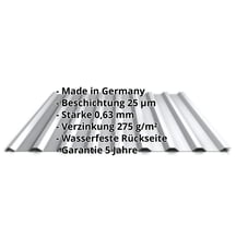 Trapezblech 20/1100 | Dach | Stahl 0,63 mm | 25 µm Polyester | 9006 - Weißaluminium #2