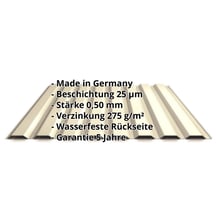 Trapezblech 20/1100 | Wand | Stahl 0,50 mm | 25 µm Polyester | 1015 - Hellelfenbein #2