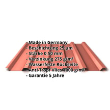 Trapezblech 35/207 | Dach | Anti-Tropf 1000 g/m² | Stahl 0,50 mm | 25 µm Polyester | 8004 - Kupferbraun #2