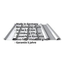Trapezblech 35/207 | Dach | Anti-Tropf 1000 g/m² | Stahl 0,50 mm | 25 µm Polyester | 9006 - Weißaluminium #2