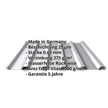 Trapezblech 35/207 | Dach | Anti-Tropf 1000 g/m² | Stahl 0,63 mm | 25 µm Polyester | 9006 - Weißaluminium #2