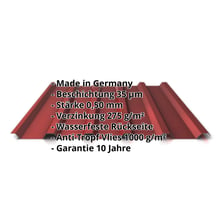 Trapezblech 35/207 | Dach | Anti-Tropf 1000 g/m² | Stahl 0,50 mm | 35 µm Mattpolyester | 29 - Rot #2