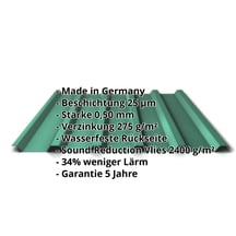 Trapezblech 35/207 | Dach | Anti-Tropf 2400 g/m² | Stahl 0,50 mm | 25 µm Polyester | 6020 - Chromoxidgrün #2