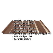 Trapezblech 35/207 | Dach | Anti-Tropf 2400 g/m² | Stahl 0,50 mm | 25 µm Polyester | 8011 - Nussbraun #2