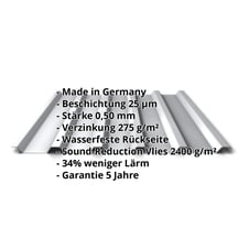 Trapezblech 35/207 | Dach | Anti-Tropf 2400 g/m² | Stahl 0,50 mm | 25 µm Polyester | 9006 - Weißaluminium #2