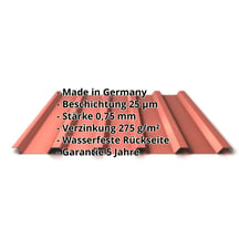 Trapezblech 35/207 | Dach | Stahl 0,75 mm | 25 µm Polyester | 8004 - Kupferbraun #2