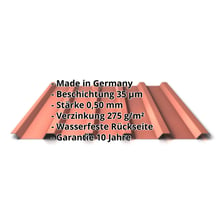 Trapezblech 35/207 | Dach | Stahl 0,50 mm | 35 µm Mattpolyester | 75 - Ziegelrot #2
