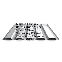 Trapezblech 35/207 | Wand | Aktionsblech | Stahl 0,75 mm | 25 µm Polyester | 9006 - Weißaluminium #2