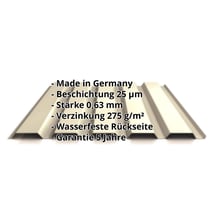 Trapezblech 35/207 | Wand | Stahl 0,63 mm | 25 µm Polyester | 1015 - Hellelfenbein #2