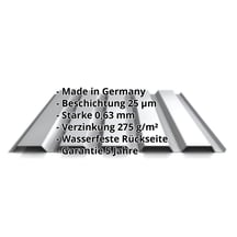 Trapezblech 35/207 | Wand | Stahl 0,63 mm | 25 µm Polyester | 9006 - Weißaluminium #2