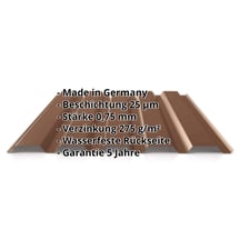 Trapezblech 35/207 | Wand | Stahl 0,75 mm | 25 µm Polyester | 8011 - Nussbraun #2
