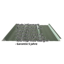 Trapezblech 45/333 | Dach | Anti-Tropf 1000 g/m² | Stahl 0,50 mm | 25 µm Polyester | 6020 - Chromoxidgrün #2