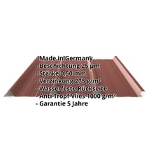 Trapezblech 45/333 | Dach | Anti-Tropf 1000 g/m² | Stahl 0,50 mm | 25 µm Polyester | 8012 - Rotbraun #2