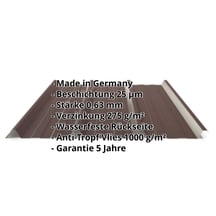 Trapezblech 45/333 | Dach | Anti-Tropf 1000 g/m² | Stahl 0,63 mm | 25 µm Polyester | 8017 - Schokoladenbraun #2
