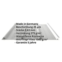 Trapezblech 45/333 | Dach | Anti-Tropf 1000 g/m² | Stahl 0,63 mm | 25 µm Polyester | 9006 - Weißaluminium #2