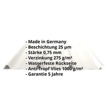 Trapezblech 45/333 | Dach | Anti-Tropf 1000 g/m² | Stahl 0,75 mm | 25 µm Polyester | 9002 - Grauweiß #2