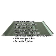 Trapezblech 45/333 | Dach | Anti-Tropf 2400 g/m² | Stahl 0,63 mm | 25 µm Polyester | 6020 - Chromoxidgrün #2