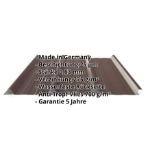 Trapezblech 45/333 | Dach | Anti-Tropf 700 g/m² | Stahl 0,63 mm | 25 µm Polyester | 8017 - Schokoladenbraun #2
