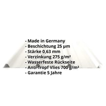 Trapezblech 45/333 | Dach | Anti-Tropf 700 g/m² | Stahl 0,63 mm | 25 µm Polyester | 9002 - Grauweiß #2