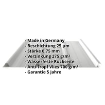 Trapezblech 45/333 | Dach | Anti-Tropf 700 g/m² | Stahl 0,75 mm | 25 µm Polyester | 9006 - Weißaluminium #2