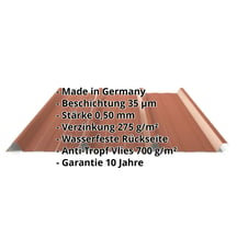 Trapezblech 45/333 | Dach | Anti-Tropf 700 g/m² | Stahl 0,50 mm | 35 µm Mattpolyester | 75 - Ziegelrot #2