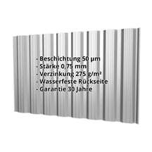 Trapezblech T18DR | Wand | Stahl 0,75 mm | 50 µm PURLAK® | 9006 - Weißaluminium #2