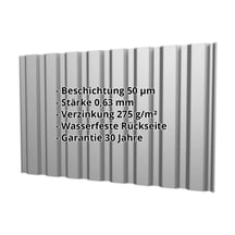 Trapezblech T20M | Wand | Stahl 0,63 mm | 50 µm PURLAK® | 9006 - Weißaluminium #2