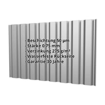 Trapezblech T20M | Wand | Stahl 0,75 mm | 50 µm PURLAK® | 9006 - Weißaluminium #2