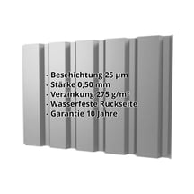 Trapezblech T35/207M | Wand | Stahl 0,50 mm | 25 µm Polyester | 9006 - Weißaluminium #2