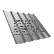 Trapezblech T35M | Dach | Anti-Tropf 700 g/m² | Stahl 0,75 mm | 50 µm PURLAK® | 9006 - Weißaluminium #2