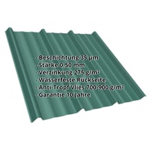 Trapezblech T45/333M | Dach | Anti-Tropf 700 g/m² | Stahl 0,50 mm | 35 µm Mattpolyester | 6005 - Moosgrün #2