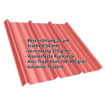 Trapezblech T45/333M | Dach | Anti-Tropf 700 g/m² | Stahl 0,50 mm | 25 µm Polyester | 3016 - Korallenrot #2