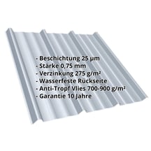 Trapezblech T45/333M | Dach | Anti-Tropf 700 g/m² | Stahl 0,75 mm | 25 µm Polyester | 9006 - Weißaluminium #2