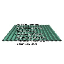 Wellblech 18/1064 | Dach | Anti-Tropf 1000 g/m² | Stahl 0,50 mm | 25 µm Polyester | 6020 - Chromoxidgrün #2