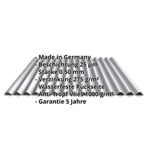 Wellblech 18/1064 | Dach | Anti-Tropf 1000 g/m² | Stahl 0,50 mm | 25 µm Polyester | 9006 - Weißaluminium #2