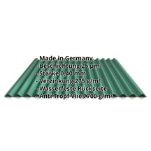 Wellblech 18/1064 | Dach | Anti-Tropf 700 g/m² | Sonderposten | Stahl 0,40 mm | 25 µm Polyester | 6020 - Chromoxidgrün #2