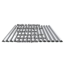 Wellblech 18/1064 | Dach | Stahl 0,50 mm | 25 µm Polyester | 9006 - Weißaluminium #2