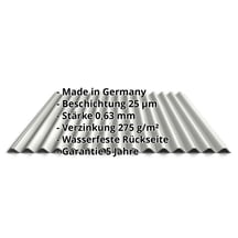 Wellblech 18/1064 | Dach | Stahl 0,63 mm | 25 µm Polyester | 9002 - Grauweiß #2
