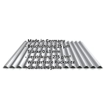Wellblech 18/1064 | Dach | Stahl 0,63 mm | 25 µm Polyester | 9006 - Weißaluminium #2